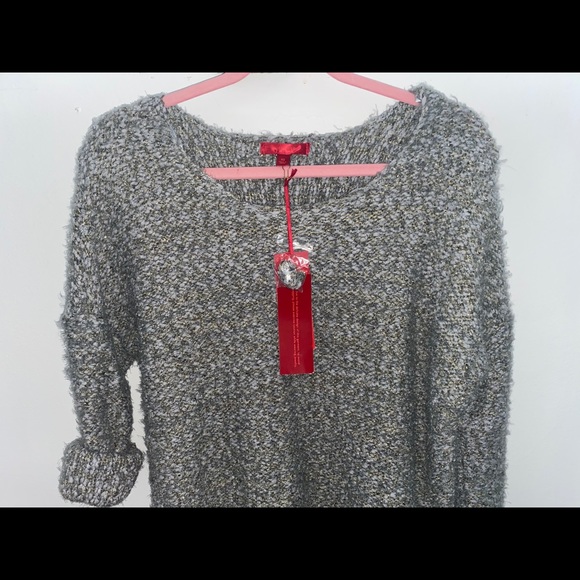 Fuzzy Chunky Knit Boucle Sweater | Jennifer Lopez | Gold Metallic Sweater |NWT | - Picture 8 of 15